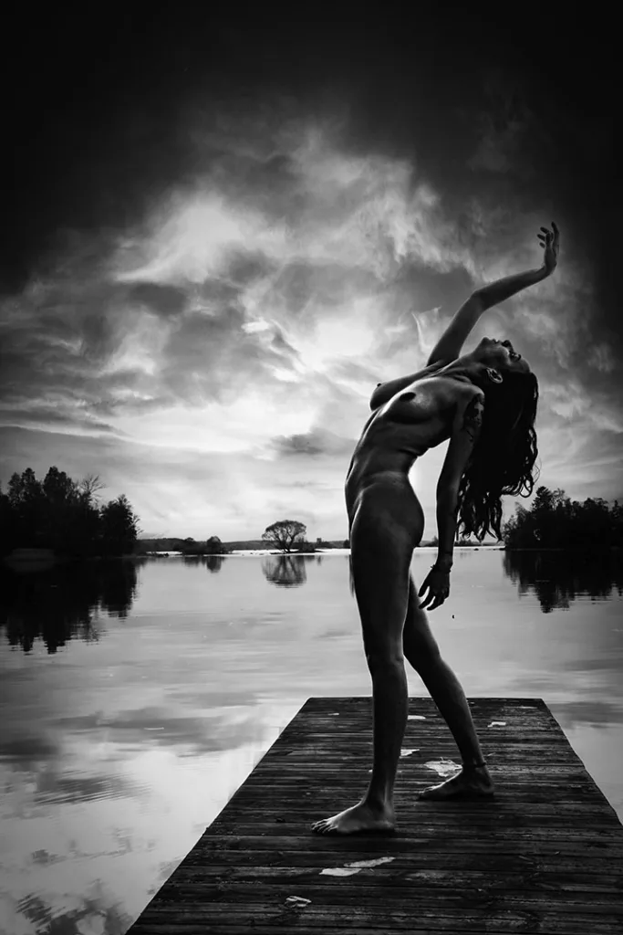 Meeting in the world of tantra. Naked woman in Sweden, Photographed as Fine art in black and white