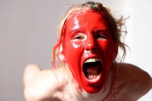 Fine art red nude woman