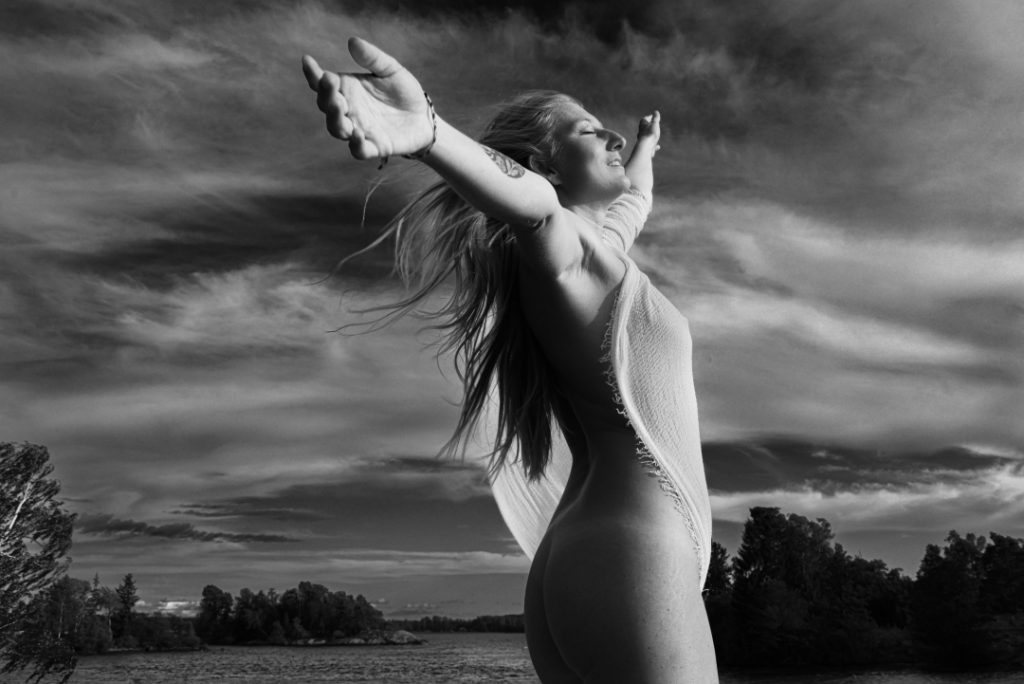 In the closeness of nature, the skin becomes a prayer, not an answer.